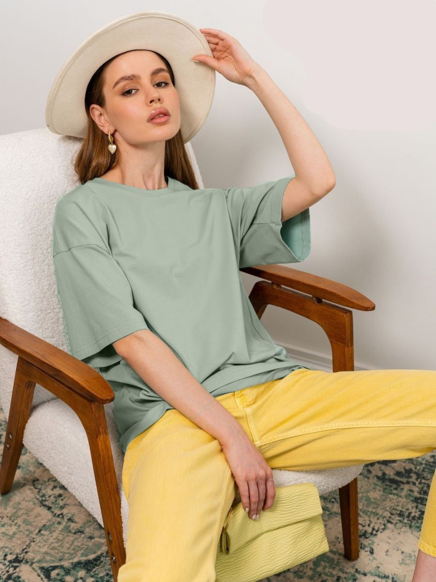 Damen T-Shirt aus reiner Baumwolle mit kurzen Ärmeln