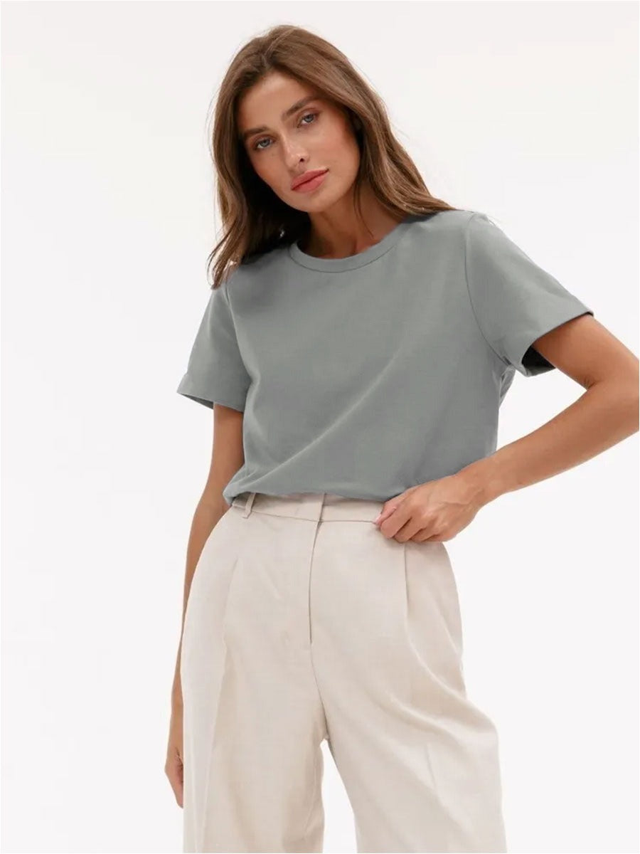 Freizeit-Rundhals-Kurzarm-T-Shirt