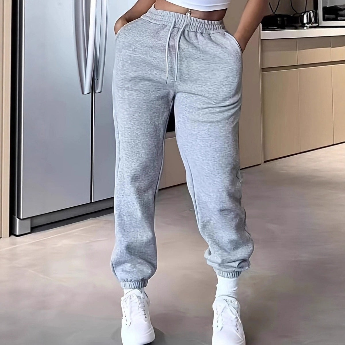 Fleece-gefütterte High-Waist Jogginghose