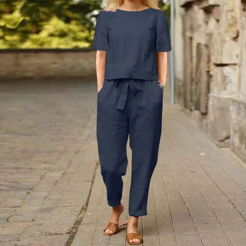 Damen Leinen-Baumwoll-Sommer-Set