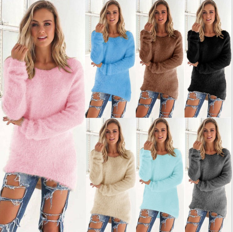 Solid Color Women's Plush  Sweater