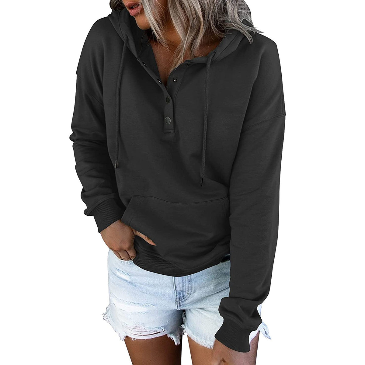 Casual Long-Sleeve Hoodie with Pockets