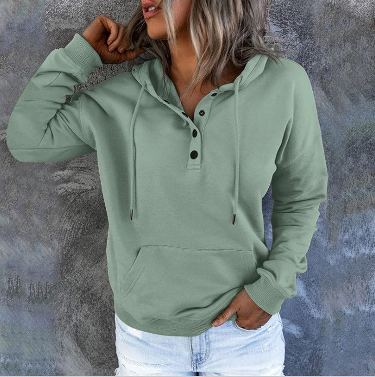 Casual Long-Sleeve Hoodie with Pockets