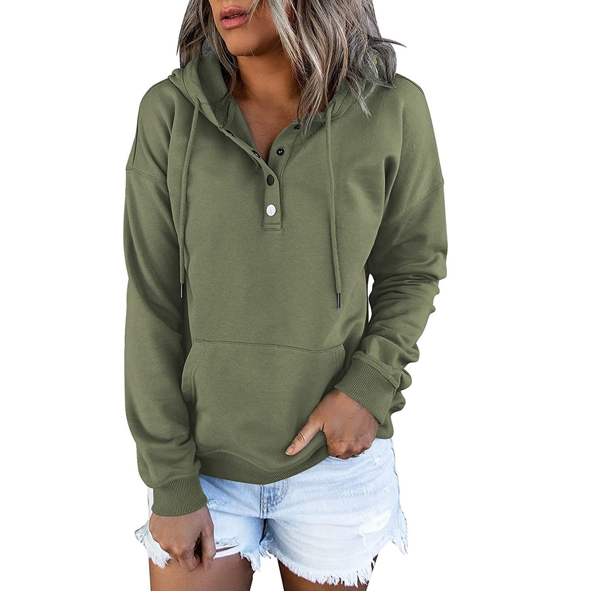 Casual Long-Sleeve Hoodie with Pockets