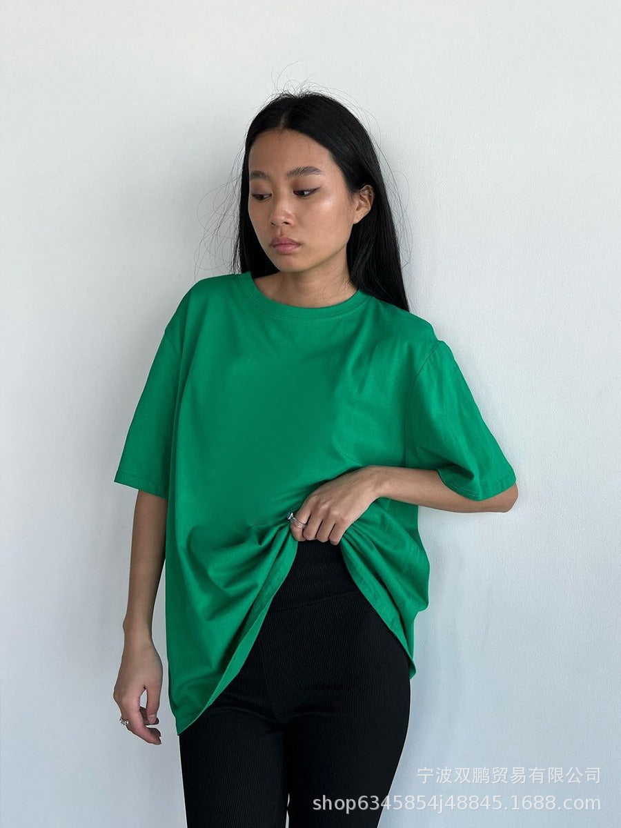 Damen T-Shirt aus reiner Baumwolle mit kurzen Ärmeln