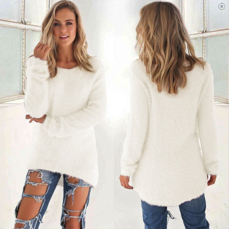 Solid Color Women's Plush  Sweater