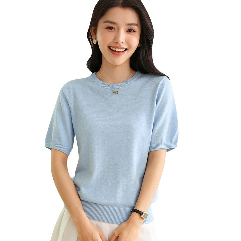 Women's Simple Round-Neck Half-Sleeve T-shirt