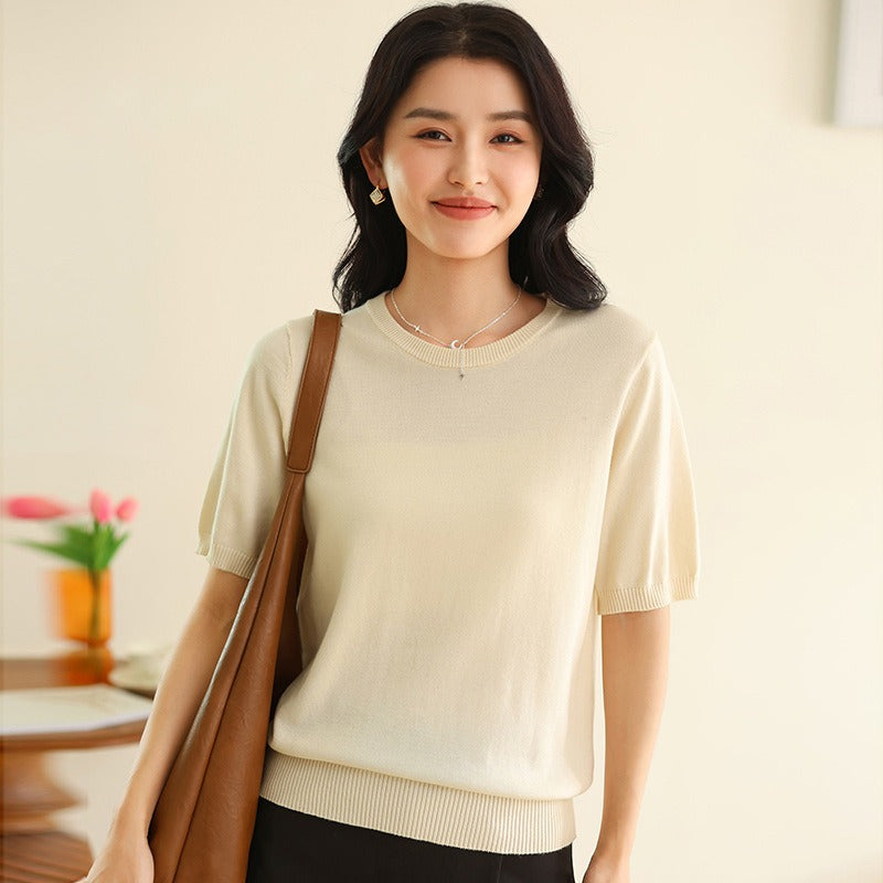 Women's Simple Round-Neck Half-Sleeve T-shirt