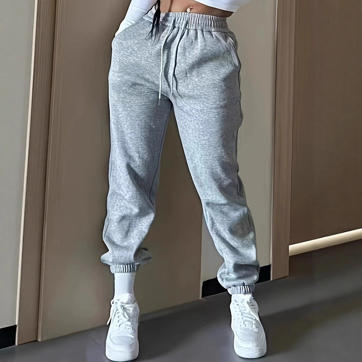 Fleece-gefütterte High-Waist Jogginghose