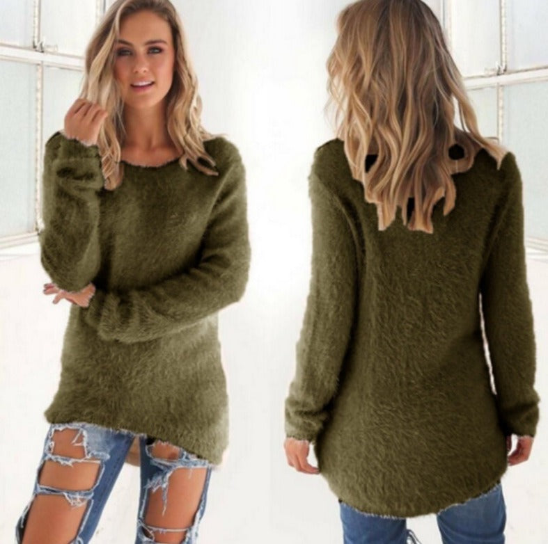 Solid Color Women's Plush  Sweater