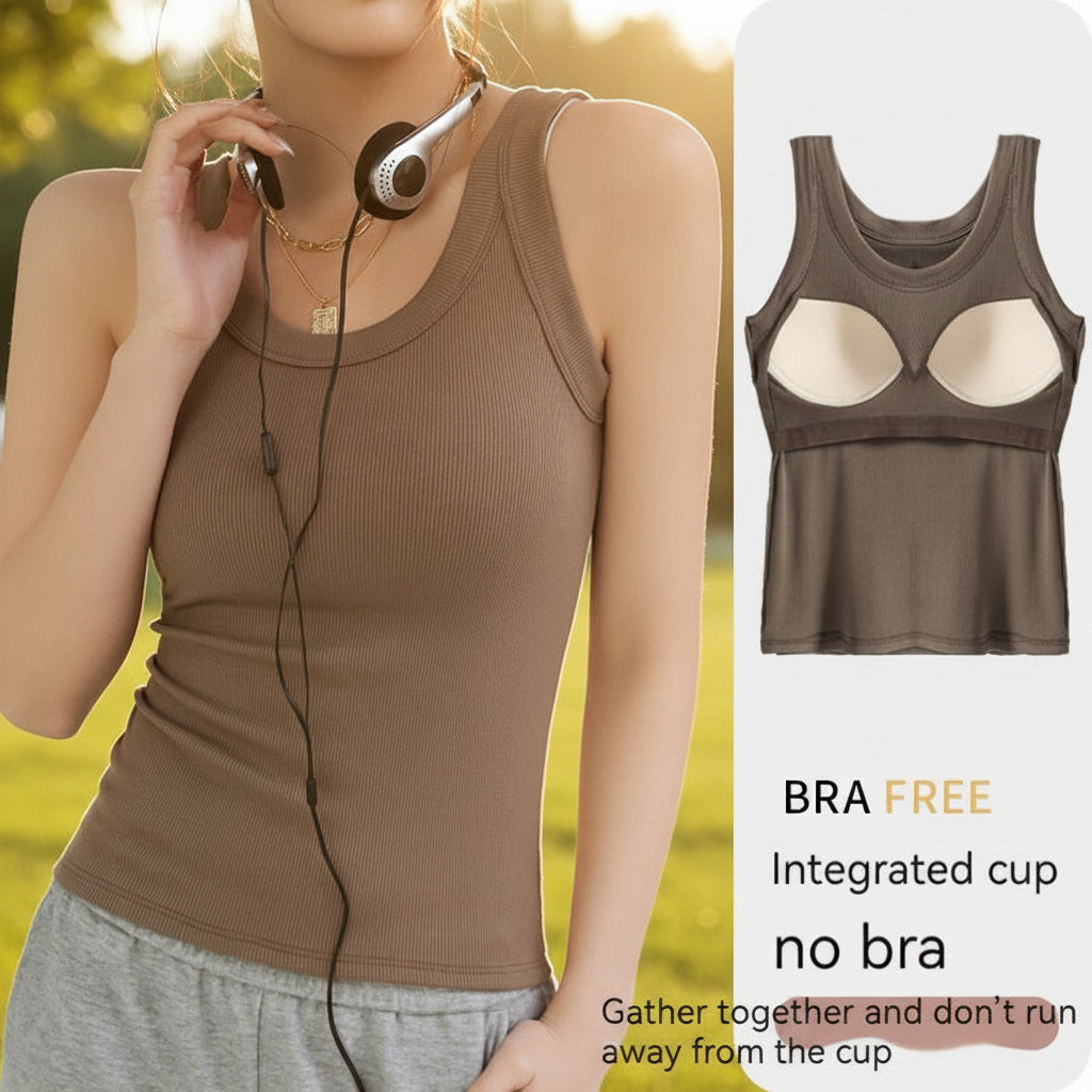 Women's Modal Strap Top with Chest Pad