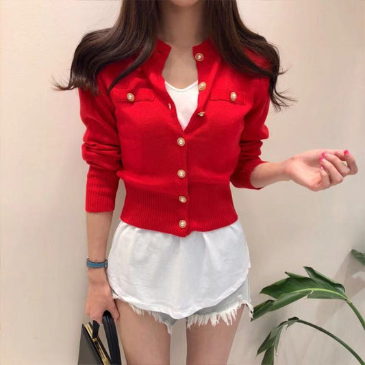 Damen-Strickjacke, einreihig