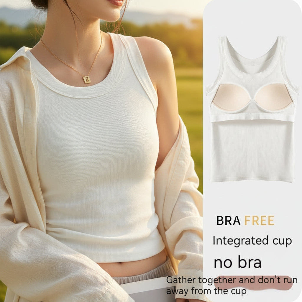 Women's Modal Strap Top with Chest Pad