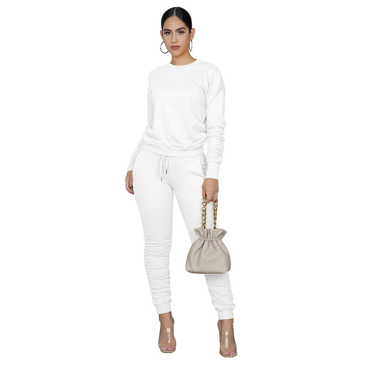 Women's Solid Color Two-Piece Sports Set