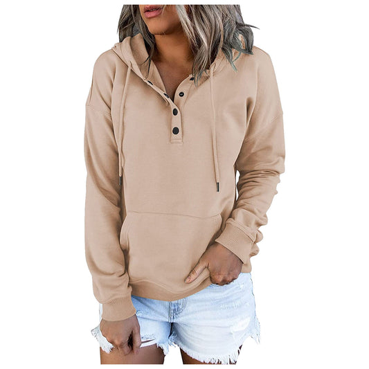 Lässiger Langarm-Kapuzenpullover mit Taschen