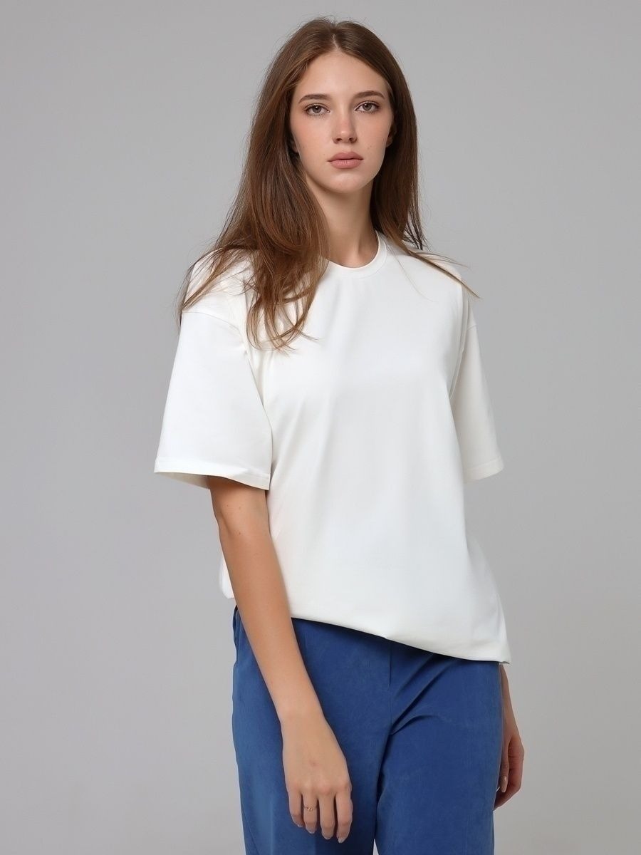 Damen T-Shirt aus reiner Baumwolle mit kurzen Ärmeln