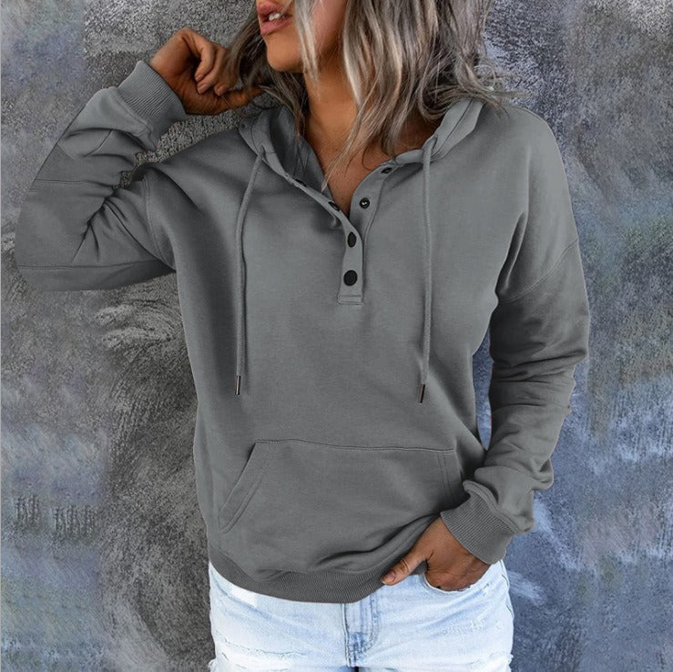 Casual Long-Sleeve Hoodie with Pockets