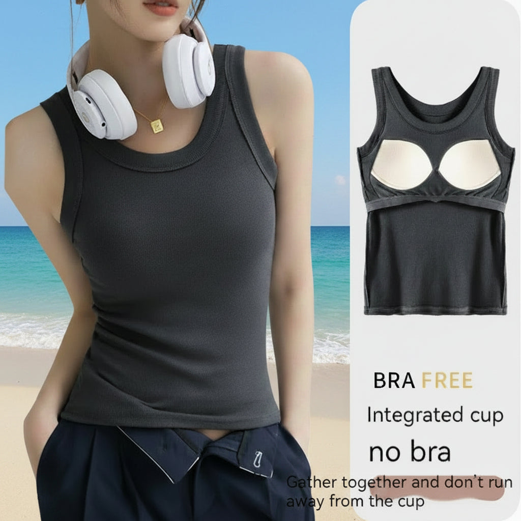 Women's Modal Strap Top with Chest Pad