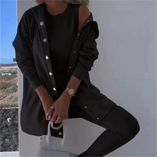 Stylish Women's Hooded Sweater Vest & Pants Set