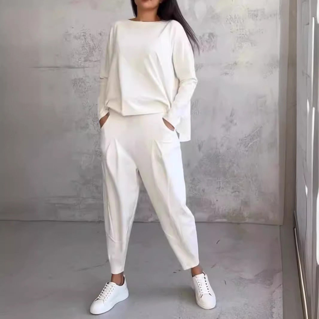Women's Casual Two-Piece Set Round Neck Long Sleeve