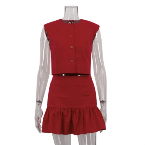 Conjunto de chaleco sin mangas y falda de cola de pez