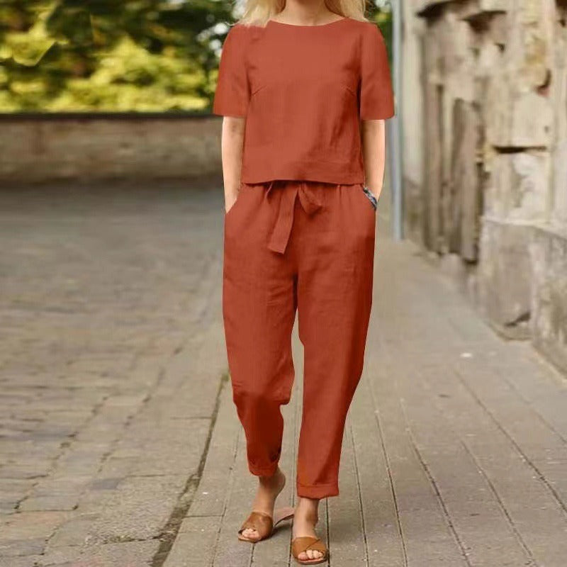 Damen Leinen-Baumwoll-Sommer-Set