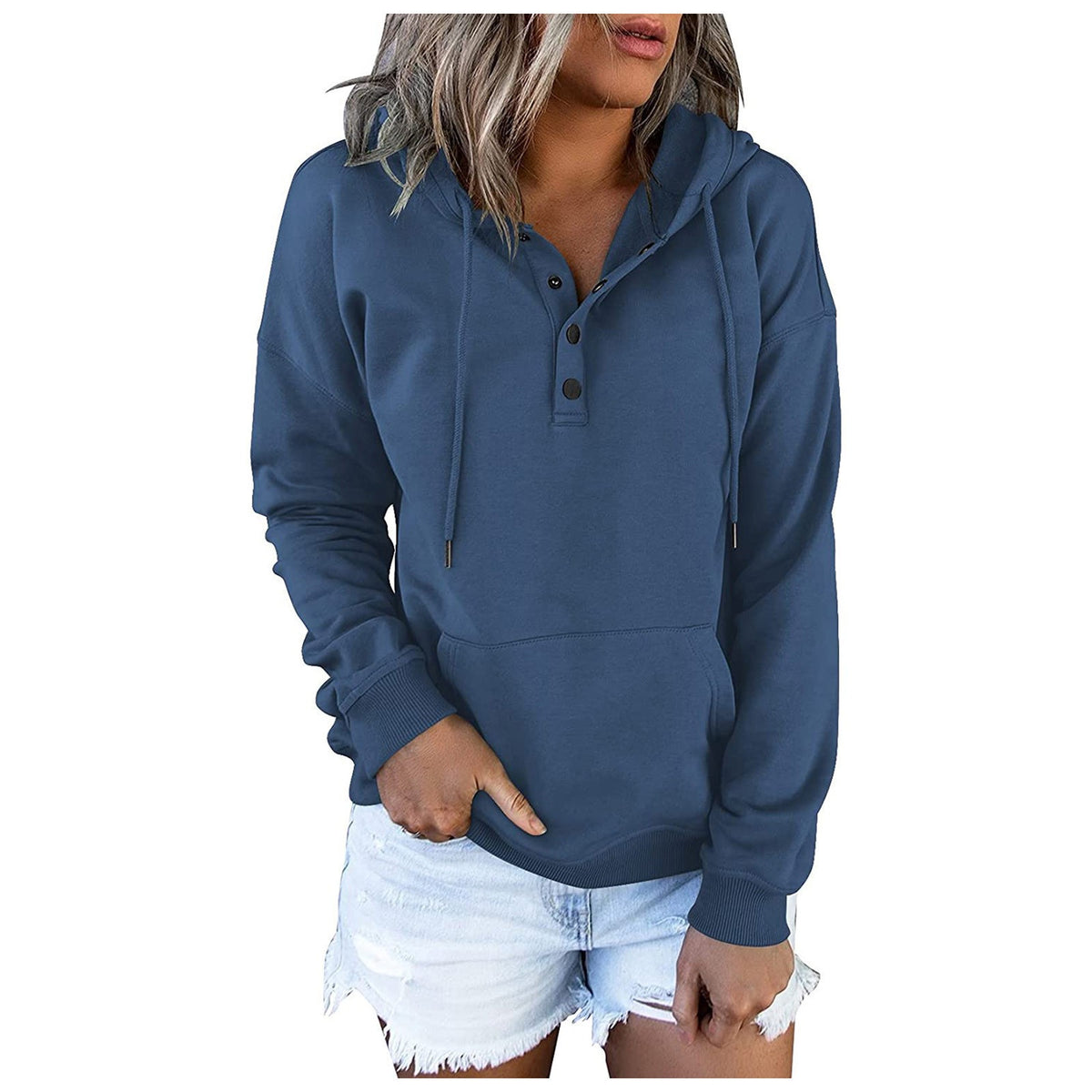 Casual Long-Sleeve Hoodie with Pockets