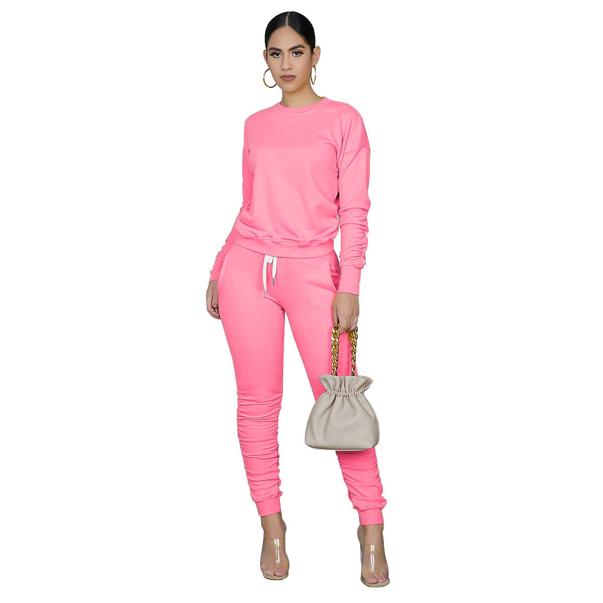 Women's Solid Color Two-Piece Sports Set