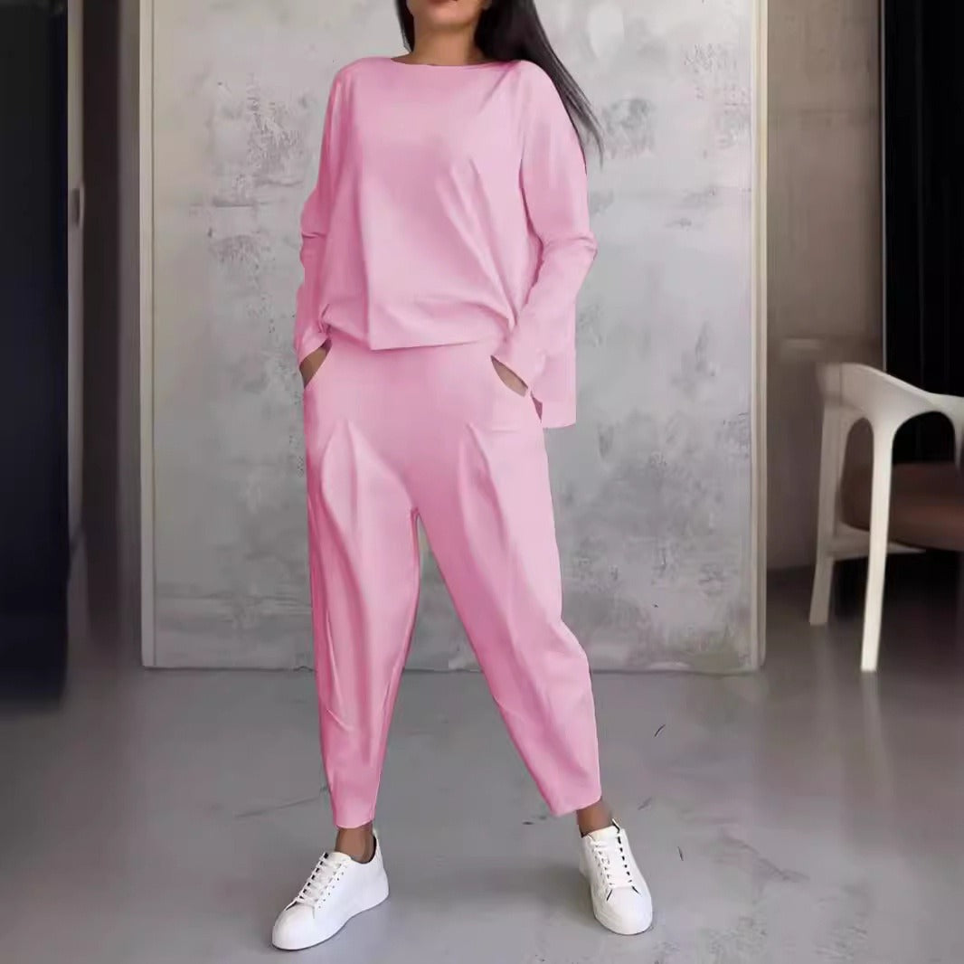 Women's Casual Two-Piece Set Round Neck Long Sleeve