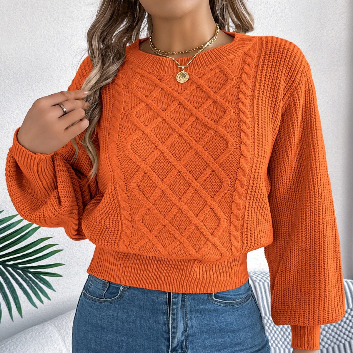 Lantern Sleeve Fitted Sweater