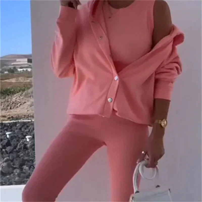 Stylish Women's Hooded Sweater Vest & Pants Set