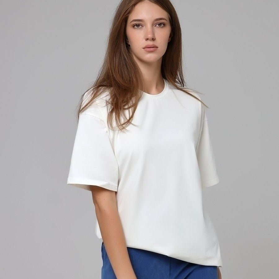 Damen T-Shirt aus reiner Baumwolle mit kurzen Ärmeln