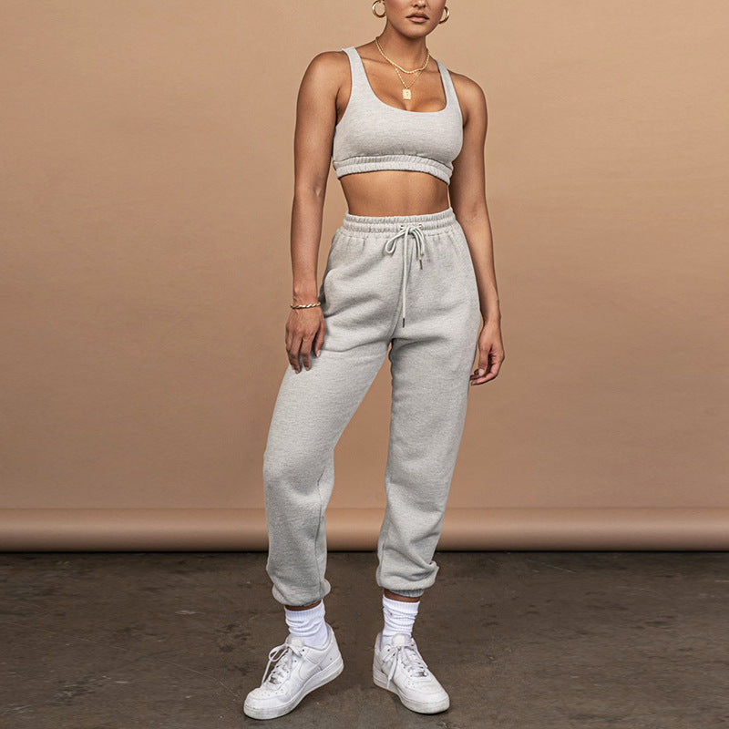 Women's Casual Two-Piece Crop Top and Pants Set