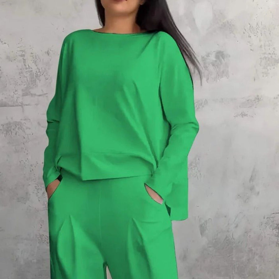 Women's Casual Two-Piece Set Round Neck Long Sleeve