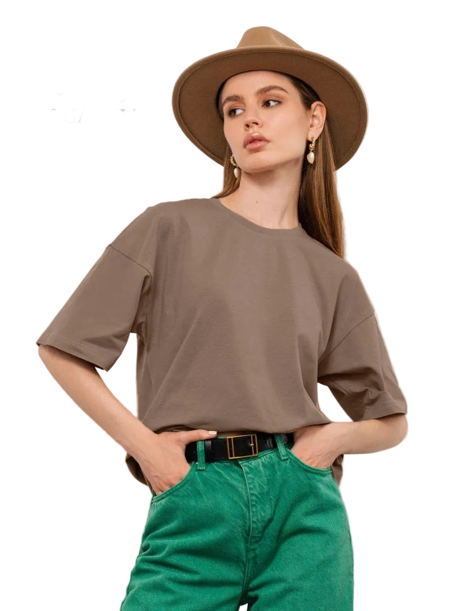 Damen T-Shirt aus reiner Baumwolle mit kurzen Ärmeln