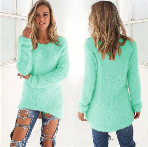 Solid Color Women's Plush  Sweater