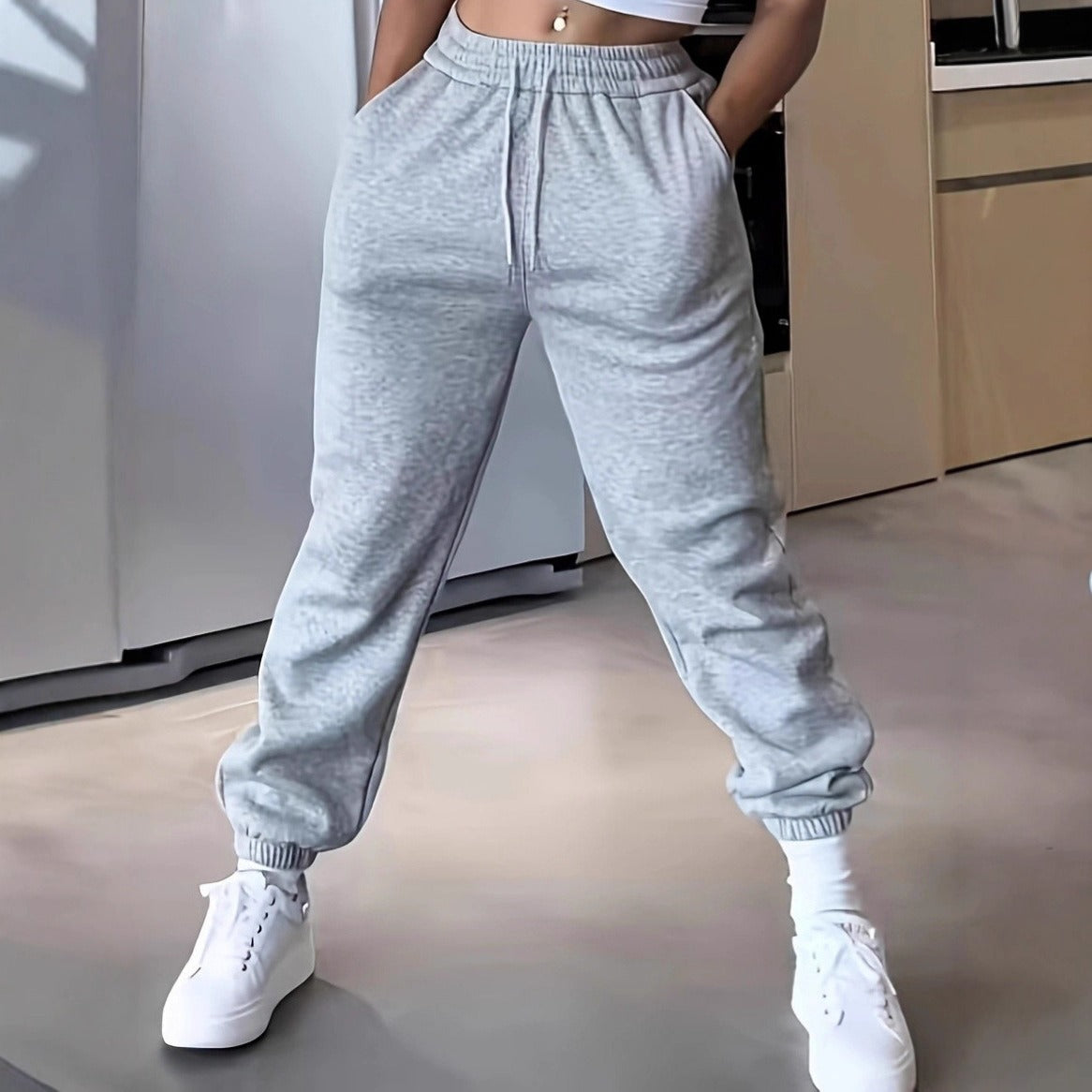 Fleece-gefütterte High-Waist Jogginghose